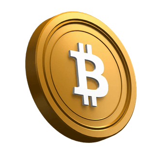 Tilted Bitcoin BTC coin displayed as a visual component within the hero section