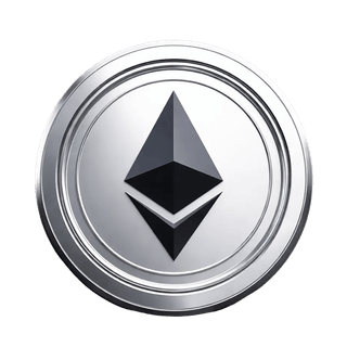 Floating graphic representation of an Ethereum ETH cryptocurrency coin