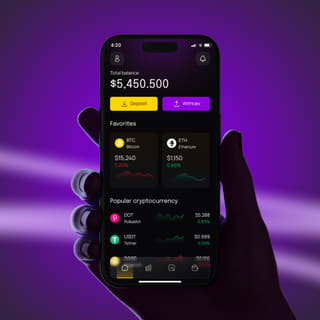 Smartphone display featuring Pale Kestmark's mobile cryptocurrency trading application